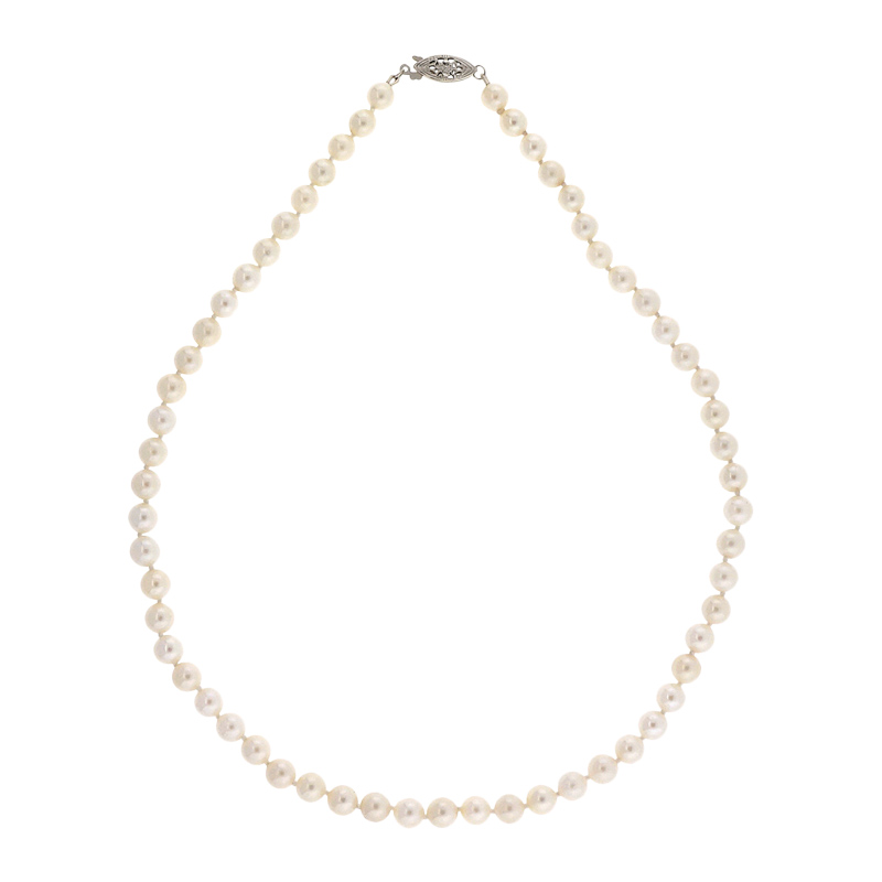Vintage 14K White Gold with Pearl Necklace