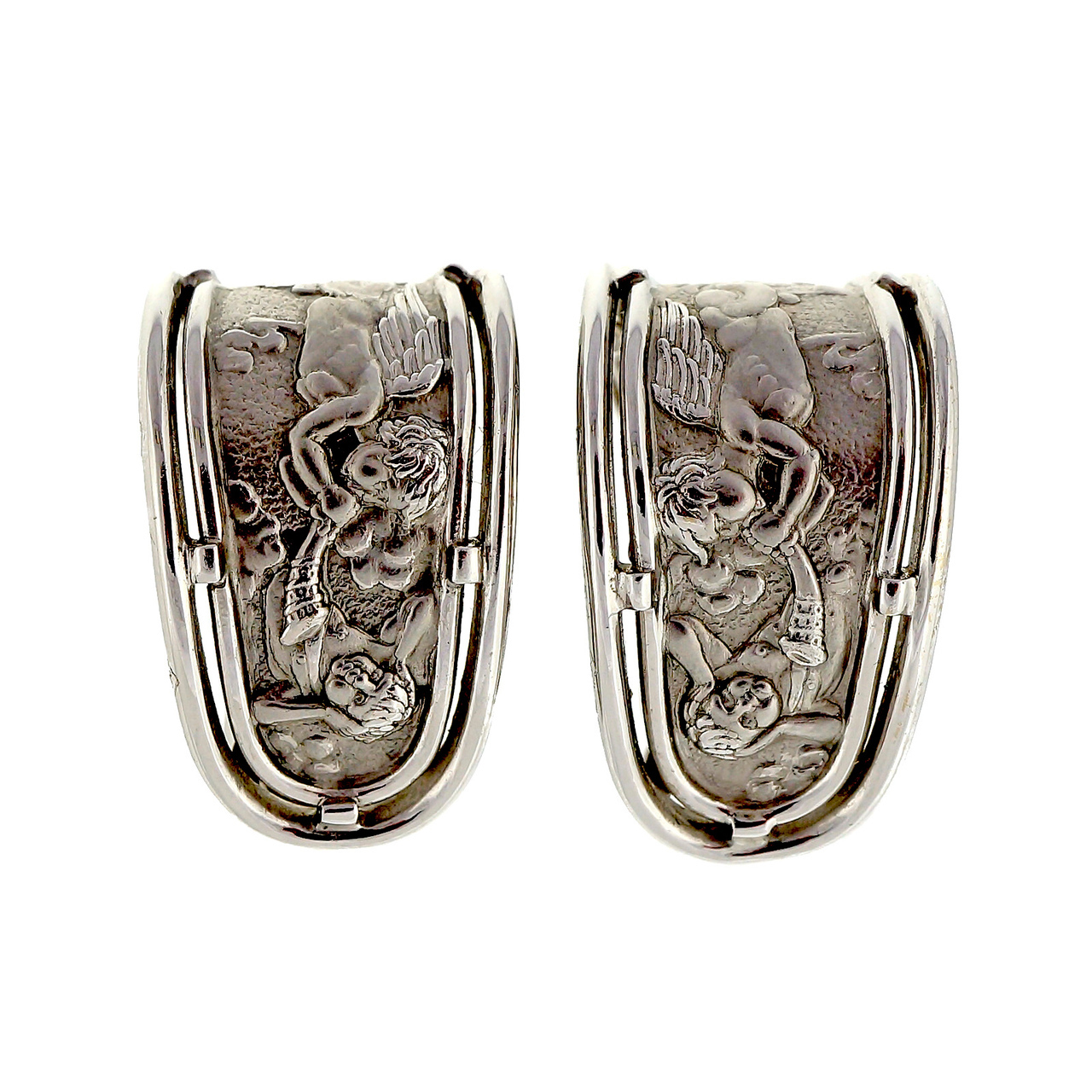 Carrera y Carrera Angel Motif 18K White Gold Clip Post Earrings