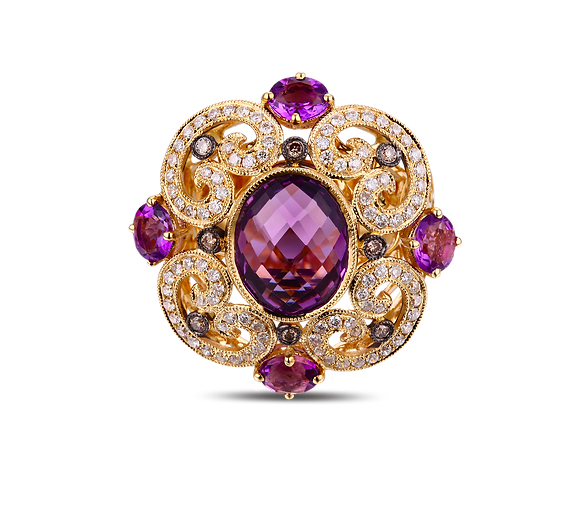 Amethyst Diamond Ring