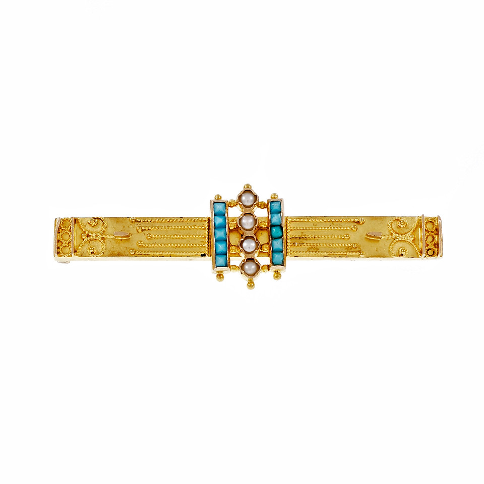 Tiffany  Co 1940 Retro Pin 14k Pink Green Gold Diamond Sapphire