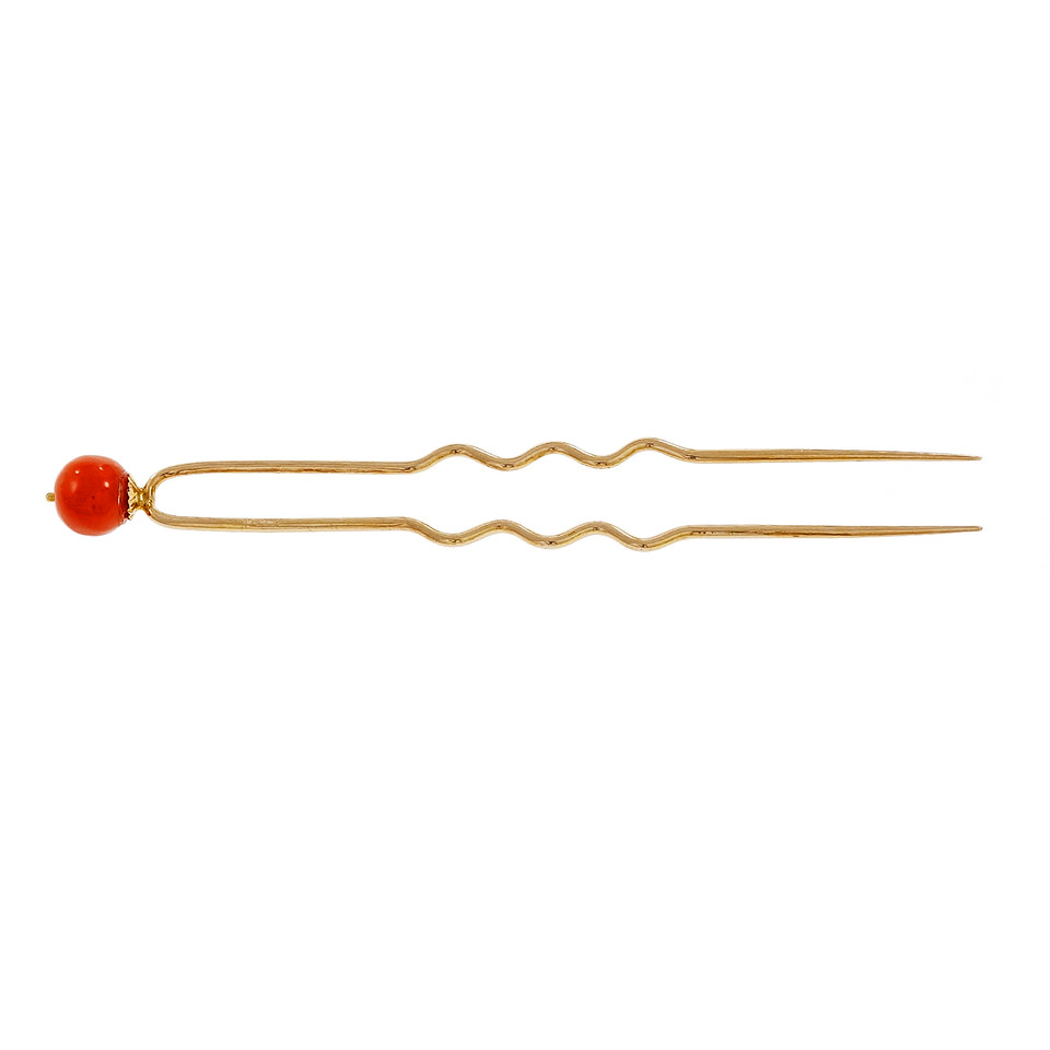 Victorian Hair Ornament Coral 18k Pink Gold