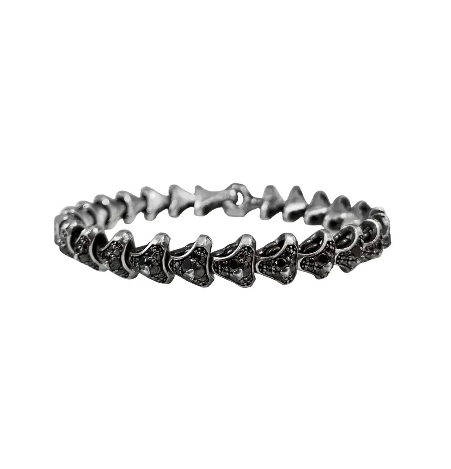 David Yurman Armory Single Row Link Bracelet with Black Diamonds