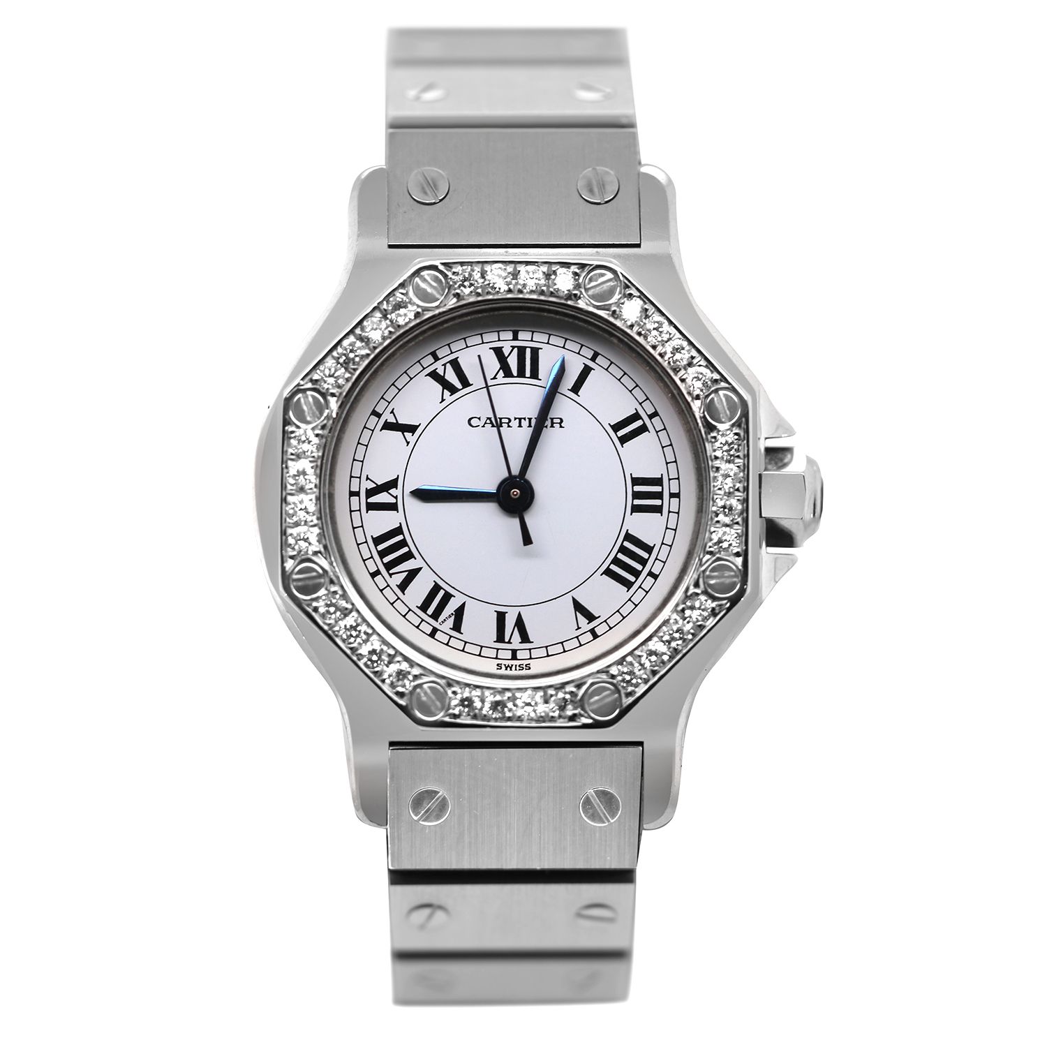 Cartier Santos Octagon White Silver Automatic Watch