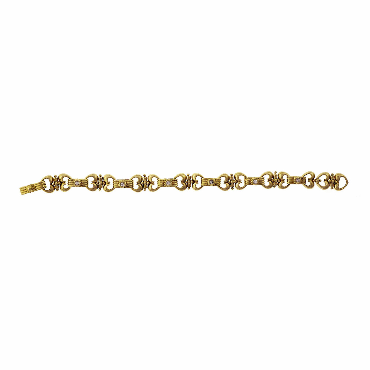 18K Yellow Gold  0.24ct. Diamond Heart Link Bracelet
