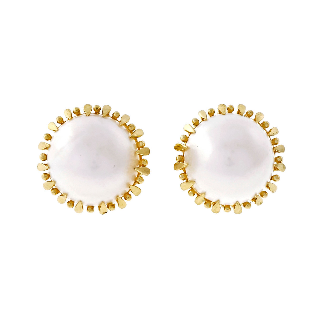 14K Yellow Gold  Mobe Pearl Earrings