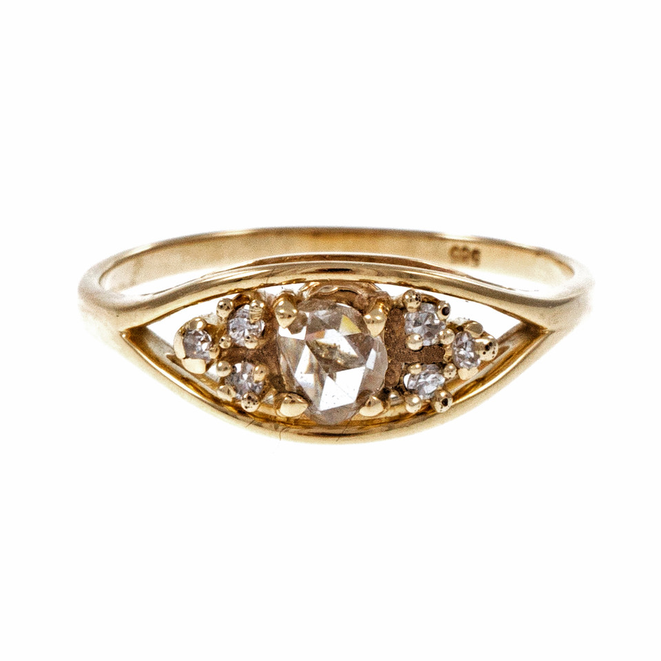 14K Yellow Gold with 0.33ct Diamond Ring Size 7.25