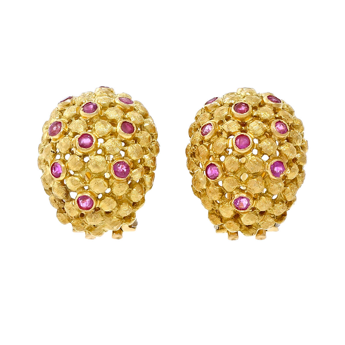 Spitzer  Furman 18K Yellow Gold  Ruby Clip Post Earrings