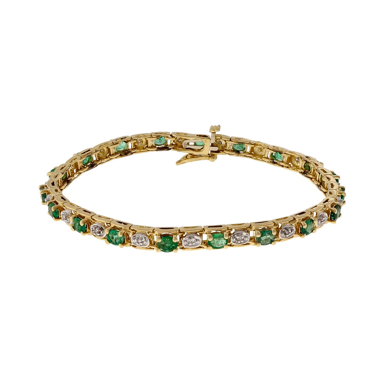 14K Yellow Gold with 3.50ct. Emerald  0.60ct. Diamond Bracelet