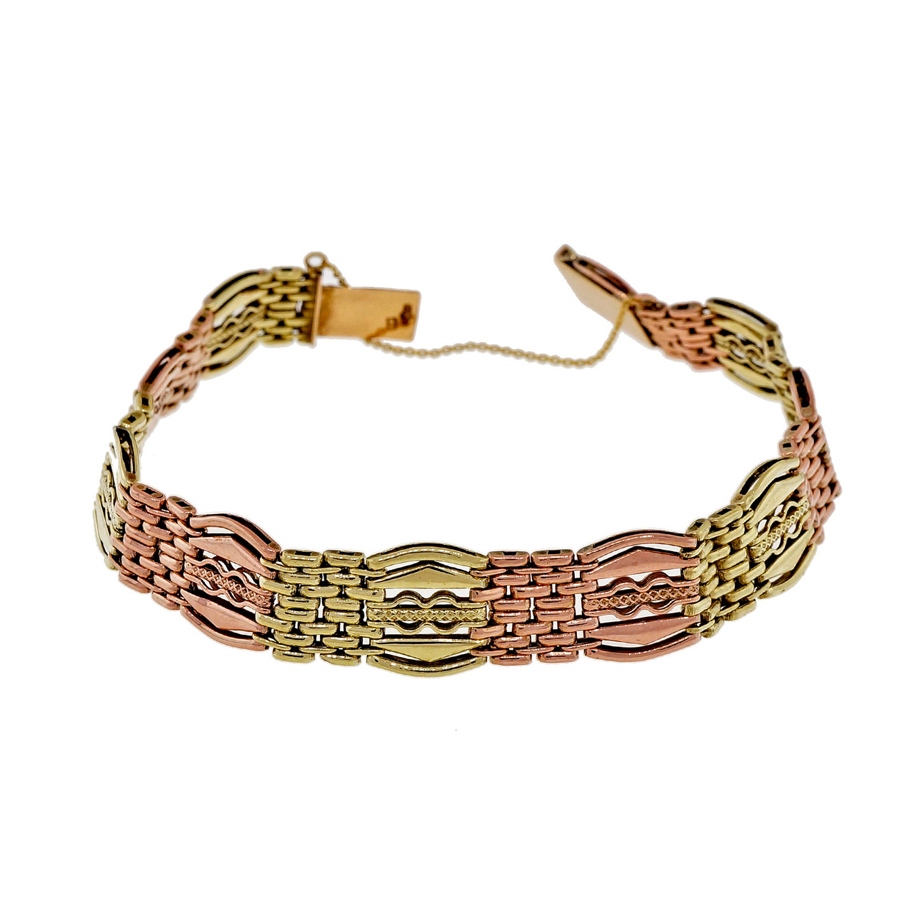 14K Rose  Green Gold Gate Bracelet 