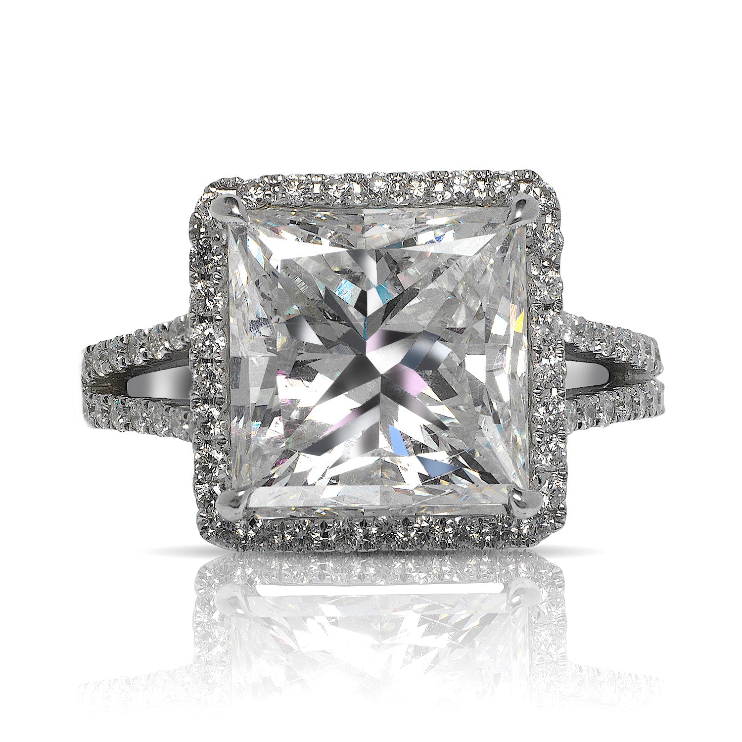 6 Carat Princess Cut E Color SI1 Clarity Diamond Engagement Ring 18K White Gold Certified 5 ct E SI1 BY MIKE NEKTA