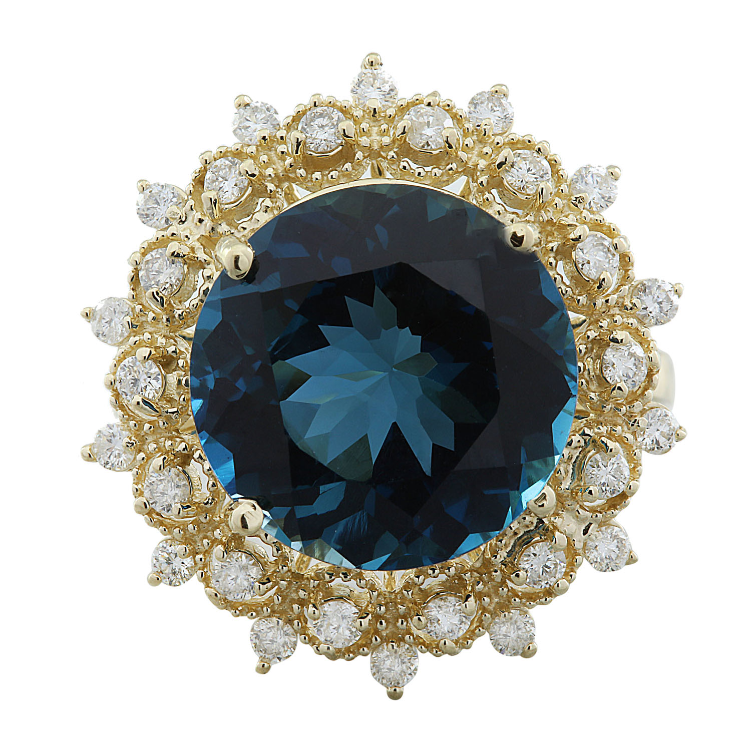 10.00 Carat Topaz 14K Yellow Gold Diamond Ring