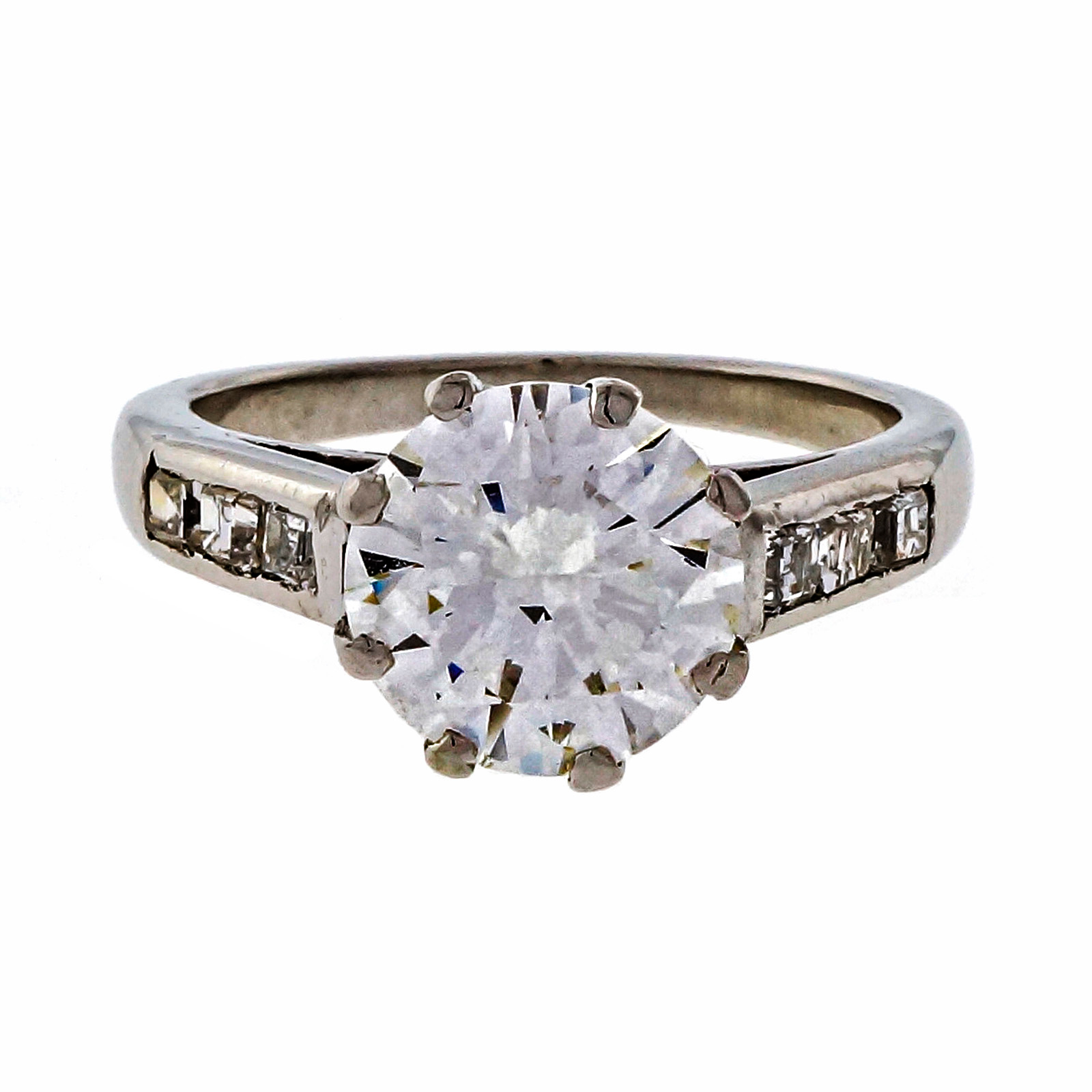 Vintage Platinum 2.29ct Diamond Engagement Ring Size 7