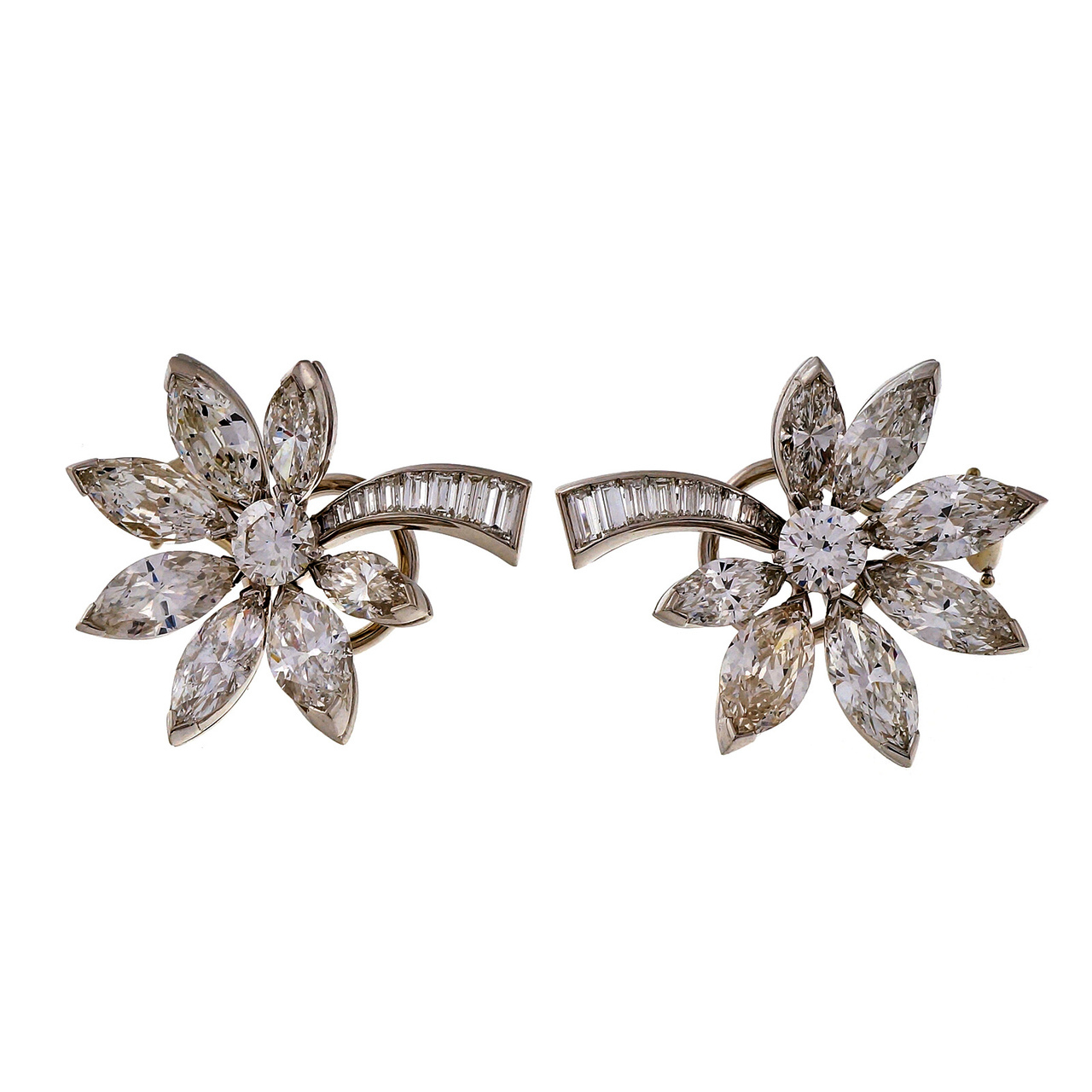 Platinum  14K White Gold 8.91ct Diamond Fireworks Earrings