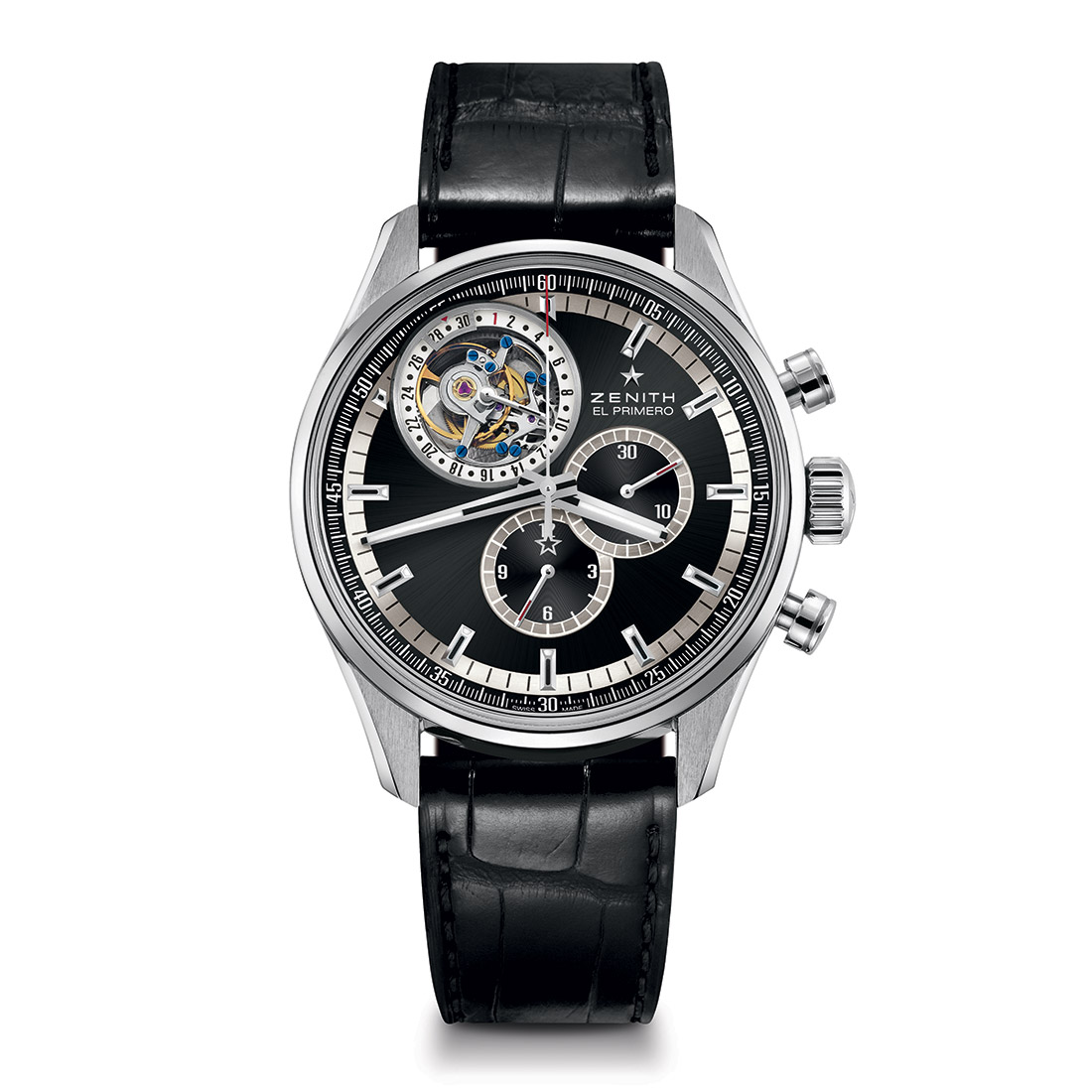 ZENITH El Primero Tourbillon 03.2050.4035/21.C630 Black Alligator 44mm Mens Watch