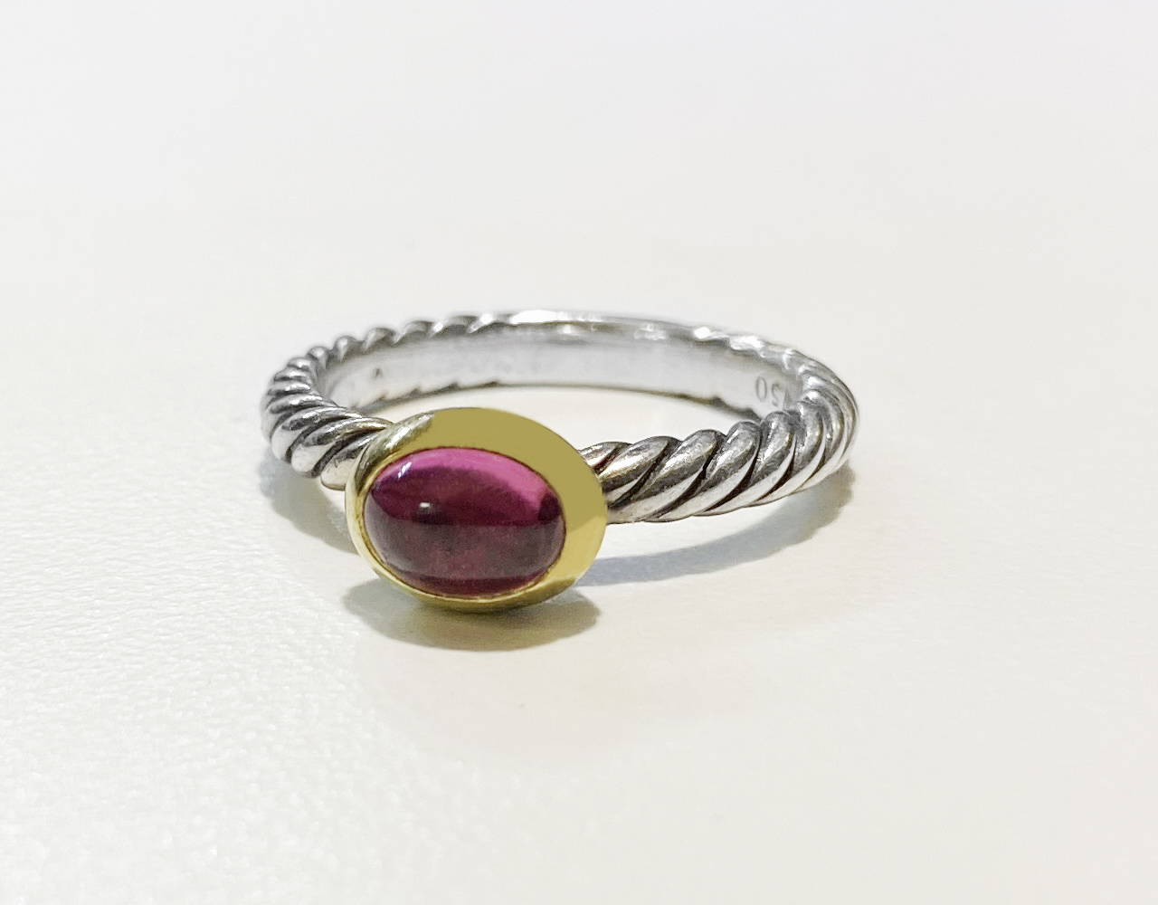 Vintage Rare David Yurman Gold  Sterling Pink Tourmaline Ring