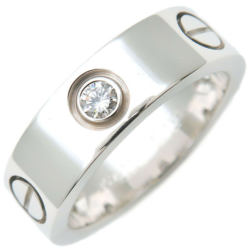 Cartier 18k White Gold 3P Half Diamond Love Ring