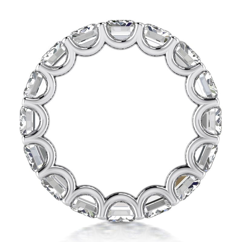 7 CARAT EMERALD-CUT DIAMOND ETERNITY RING IN 14K 18K WHITE, YELLOW, ROSE GOLD AND PLATINUM 35 POINTER G COLOR VS1 CLARITY SHARED PRONG BAND BY MIKE NEKTA NYC SIZE 8