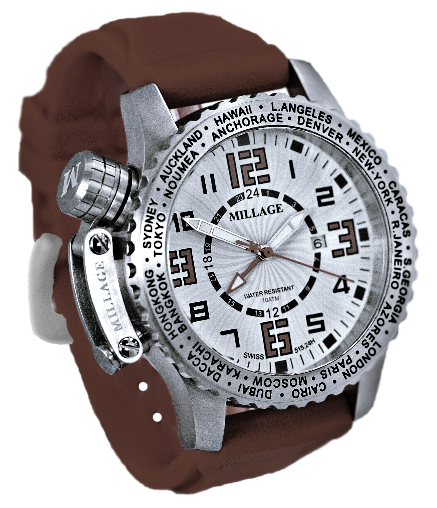 M3726SLS-BROWN-WHITE / BROWN/MILLAGE WATCHES