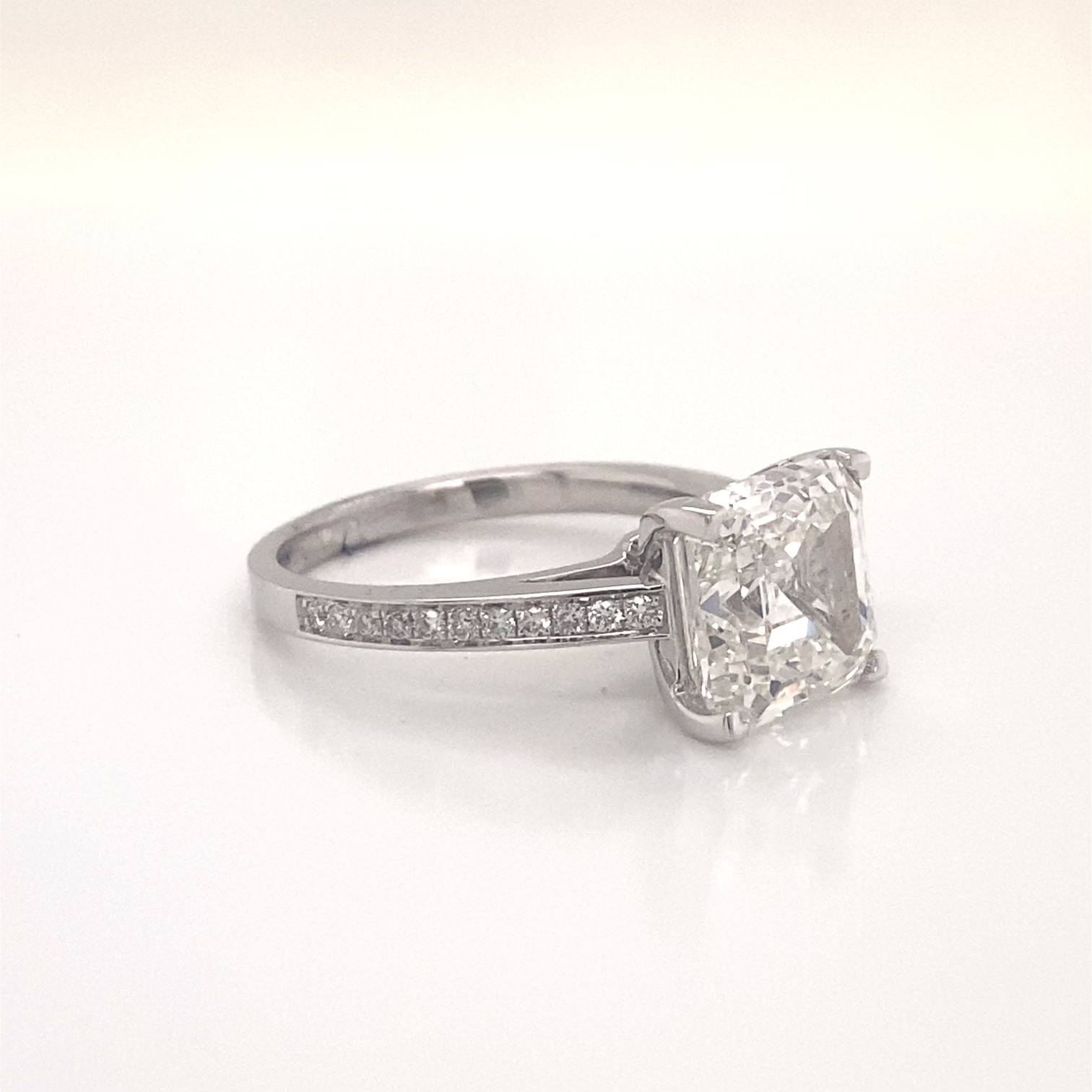 5 Carat Asscher Cut Lab Grown Diamond Engagement Ring IGI Certified