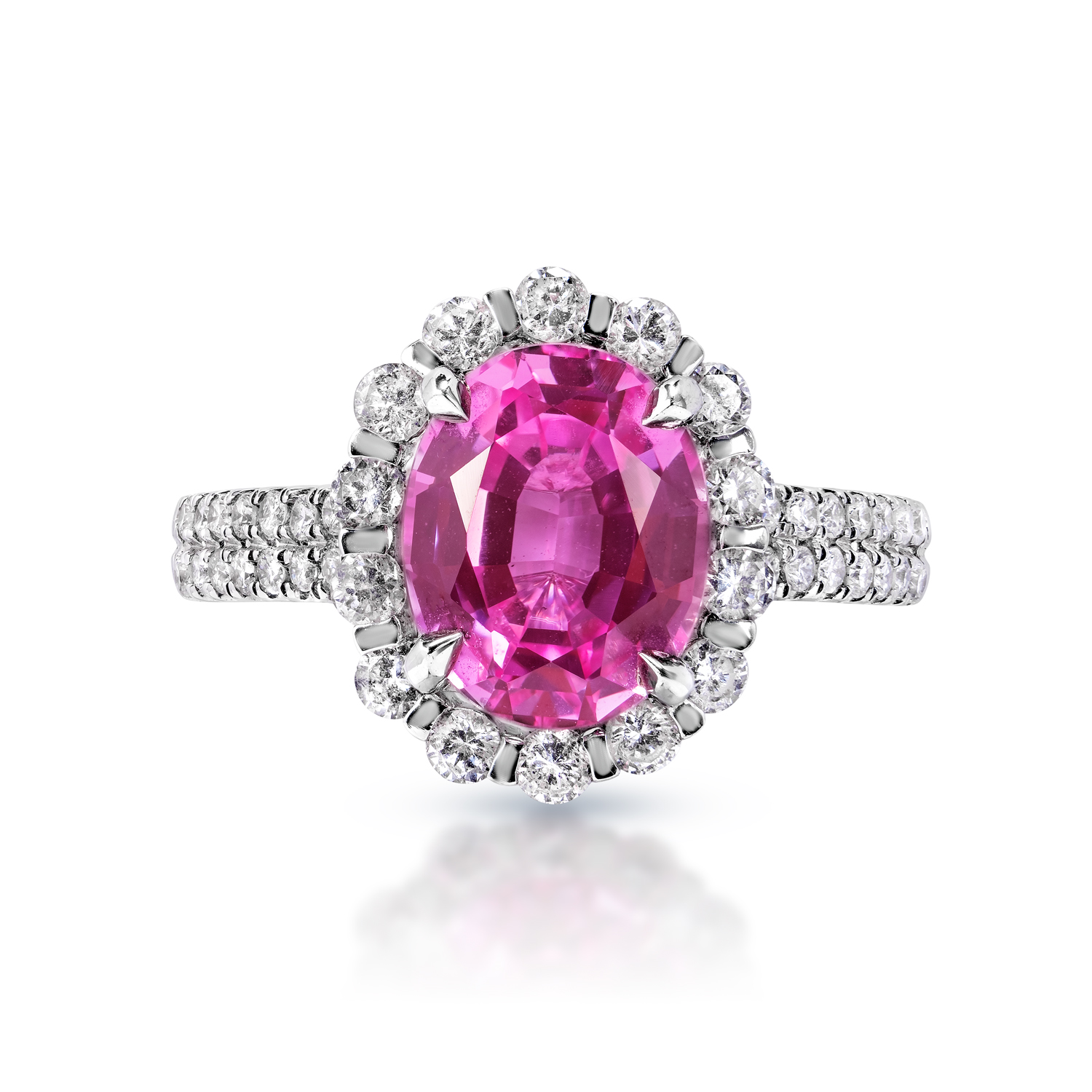 Ariya   Carat Oval Cut Pink Sapphire Ring in 14 Karat White Gold
