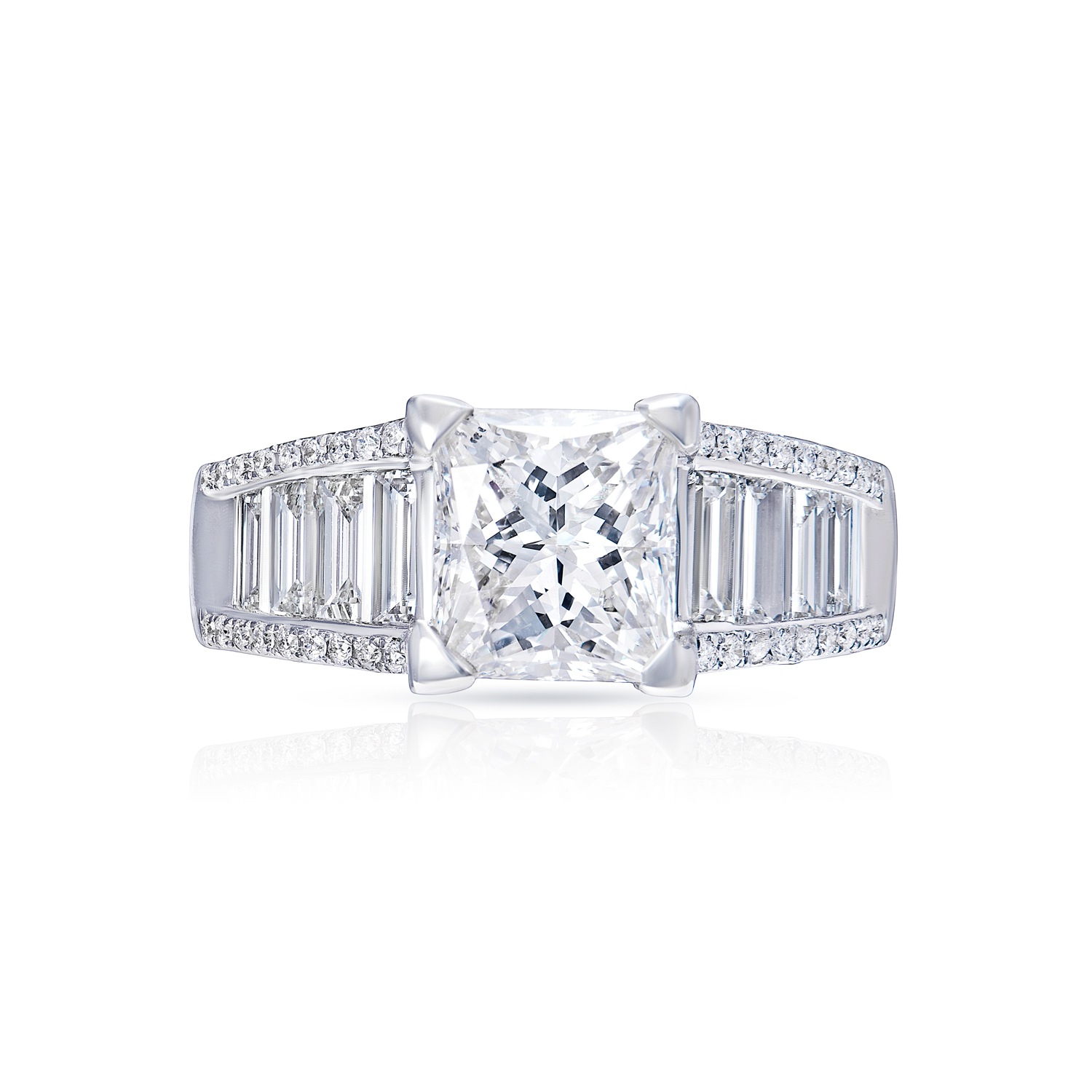 Macie Carat   Princess Cut Diamond Engagement Ring in 18 Karat White Gold