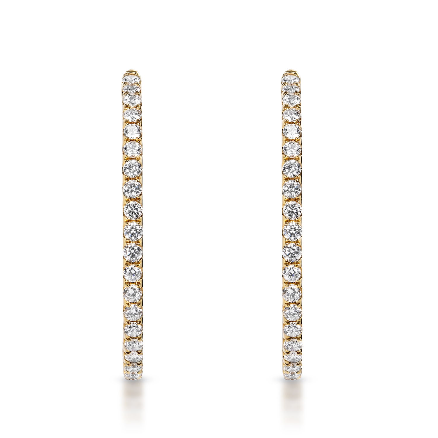 True Carat Round Brilliant Diamond Hoop Earrings in 14k Yellow Gold