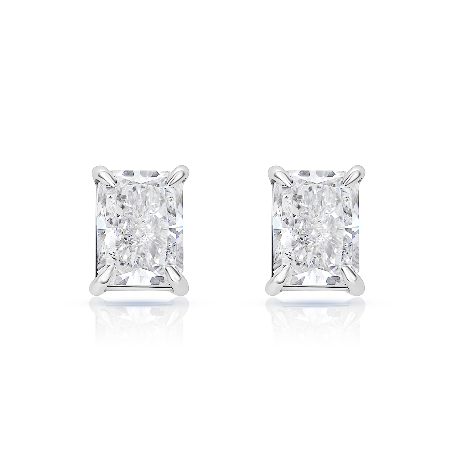 True Carat Radiant Cut   Lab Grown Diamond Stud Earrings in 14k White Gold