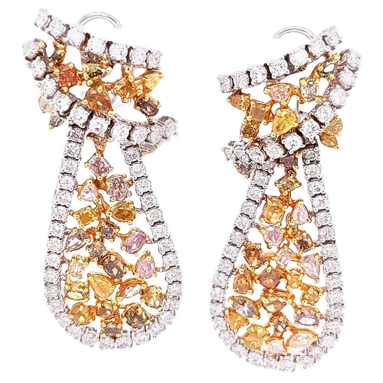 Natural Fancy Diamonds / Mixed Cut / Drop Earrings