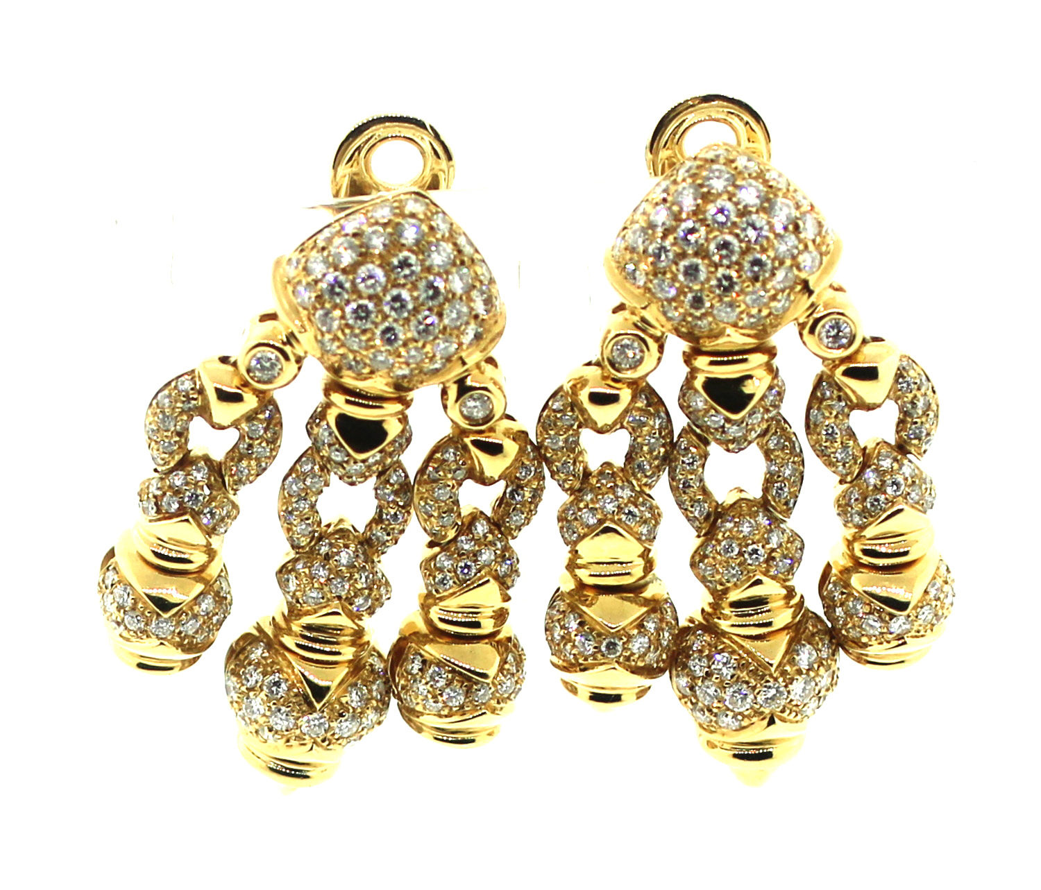 18K Yellow Gold with 5ct Diamond Earrings