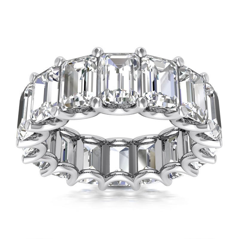 6 CARAT EMERALD-CUT DIAMOND ETERNITY RING IN 14K 18K WHITE, YELLOW, ROSE GOLD OR PLATINUM 35 POINTER G COLOR VS1 CLARITY SHARED PRONG BAND BY MIKE NEKTA NYC SIZE 6