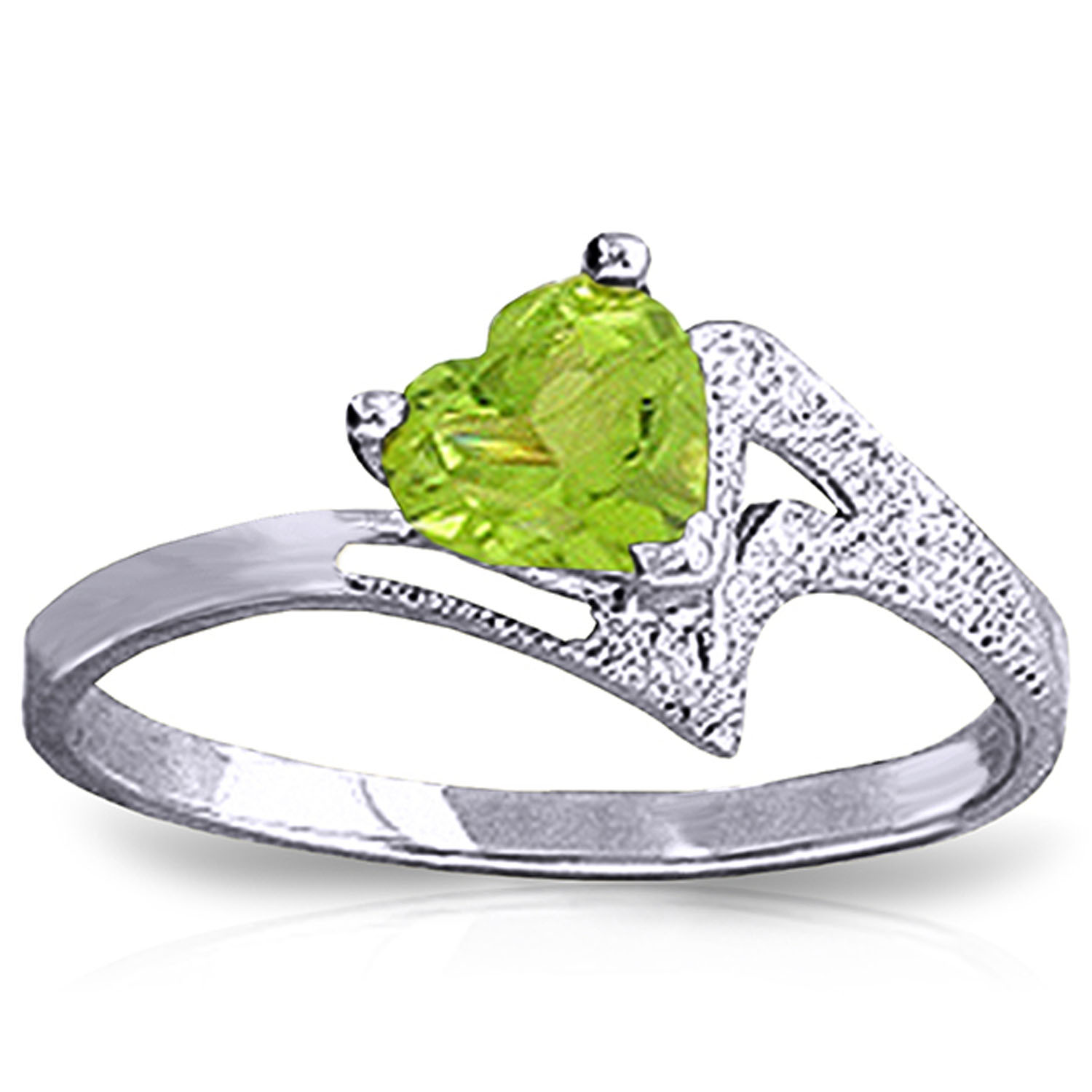 0.6 CTW 14K Solid White Gold Ring Natural Peridot