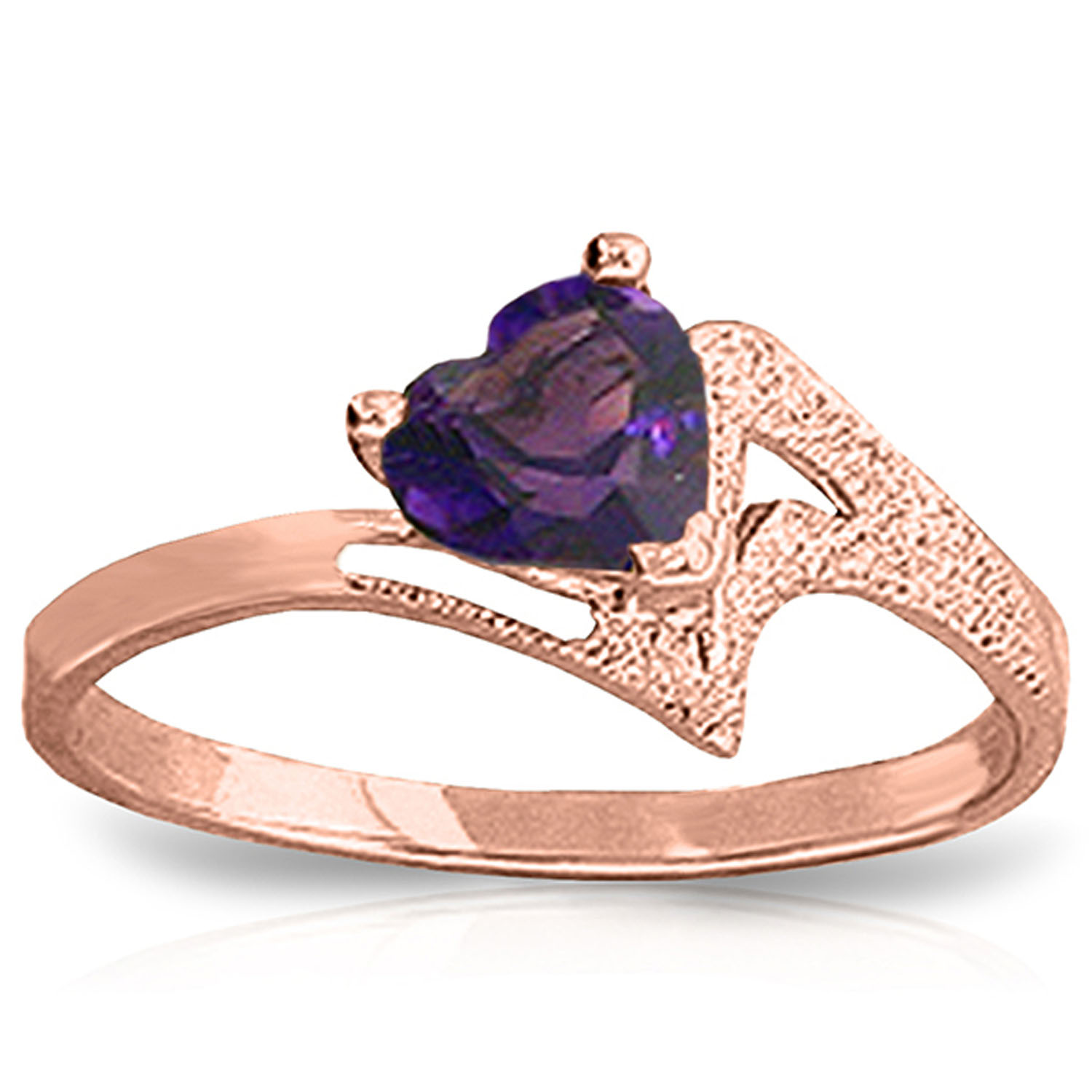 0.75 CTW 14K Solid Rose Gold Ring Natural Purple Amethyst