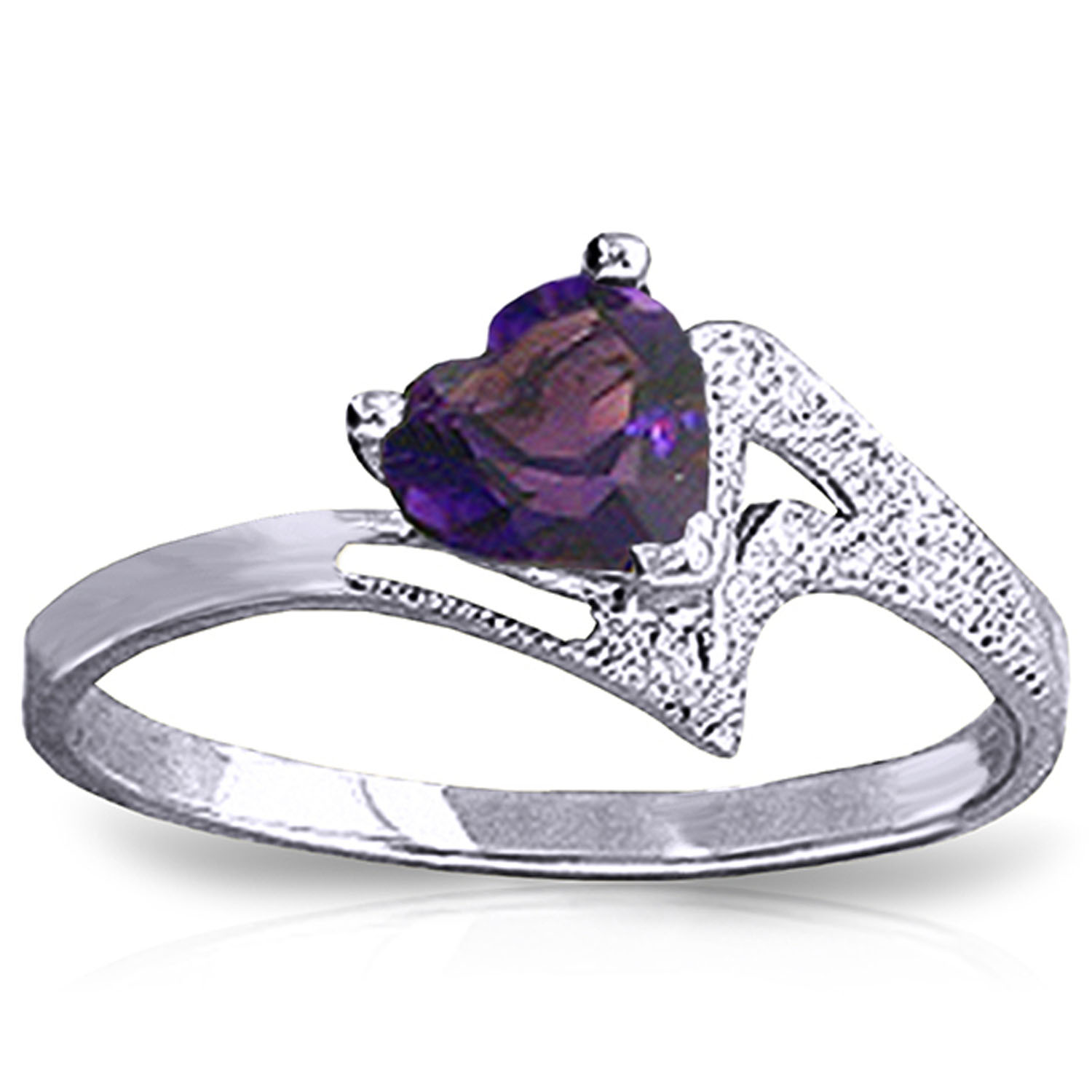0.75 CTW 14K Solid White Gold Ring Natural Purple Amethyst
