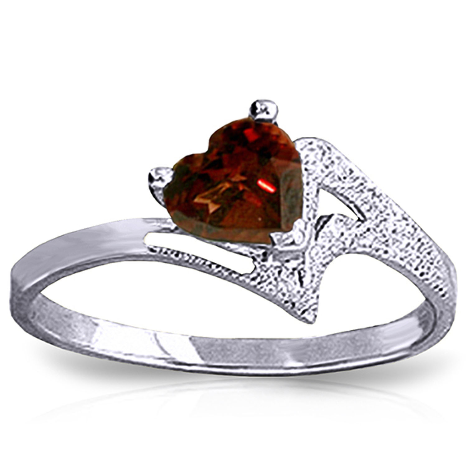 0.9 CTW 14K Solid White Gold Ring Natural Garnet