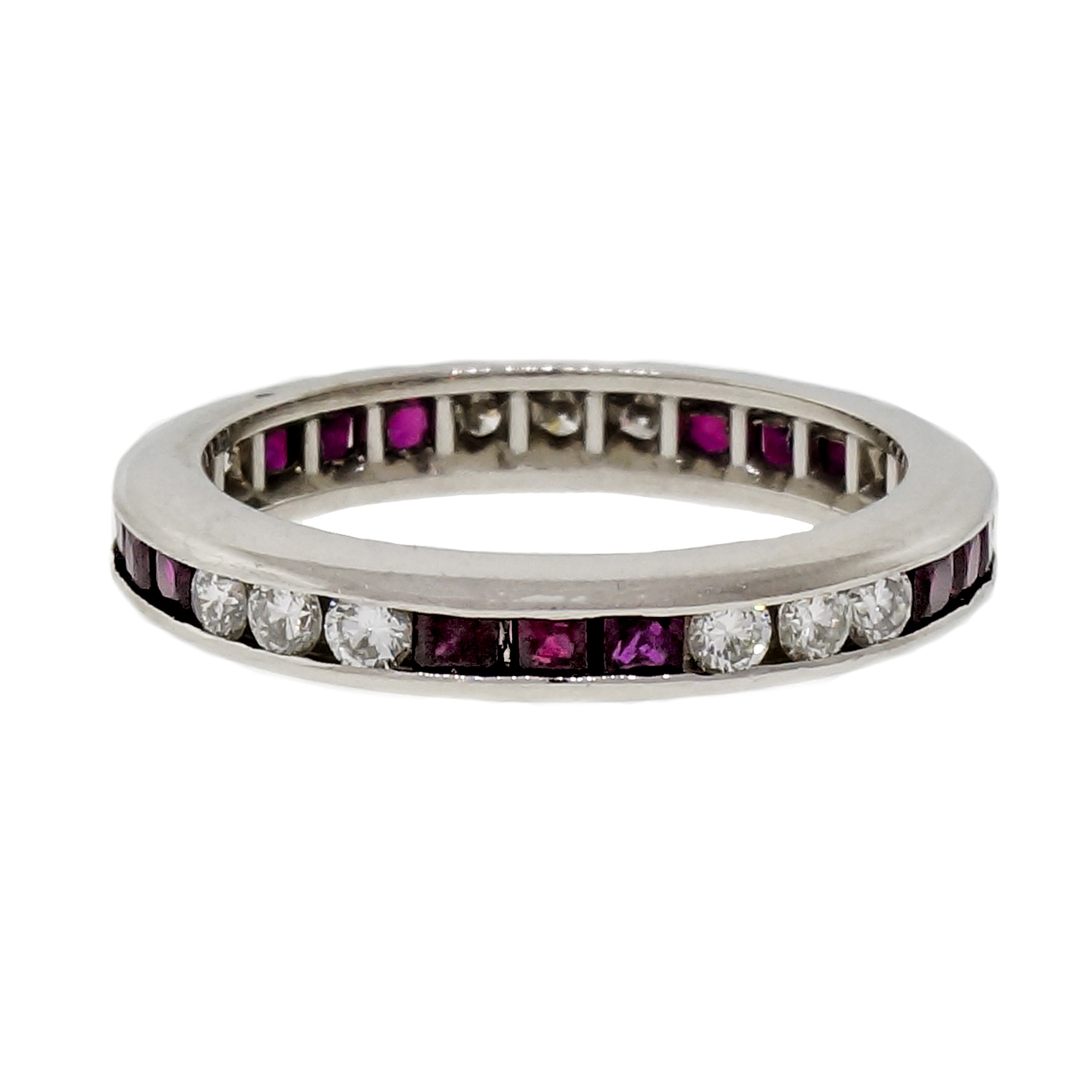 Byard F. Brogan Platinum Ruby  Diamond Eternity Ring Size 6