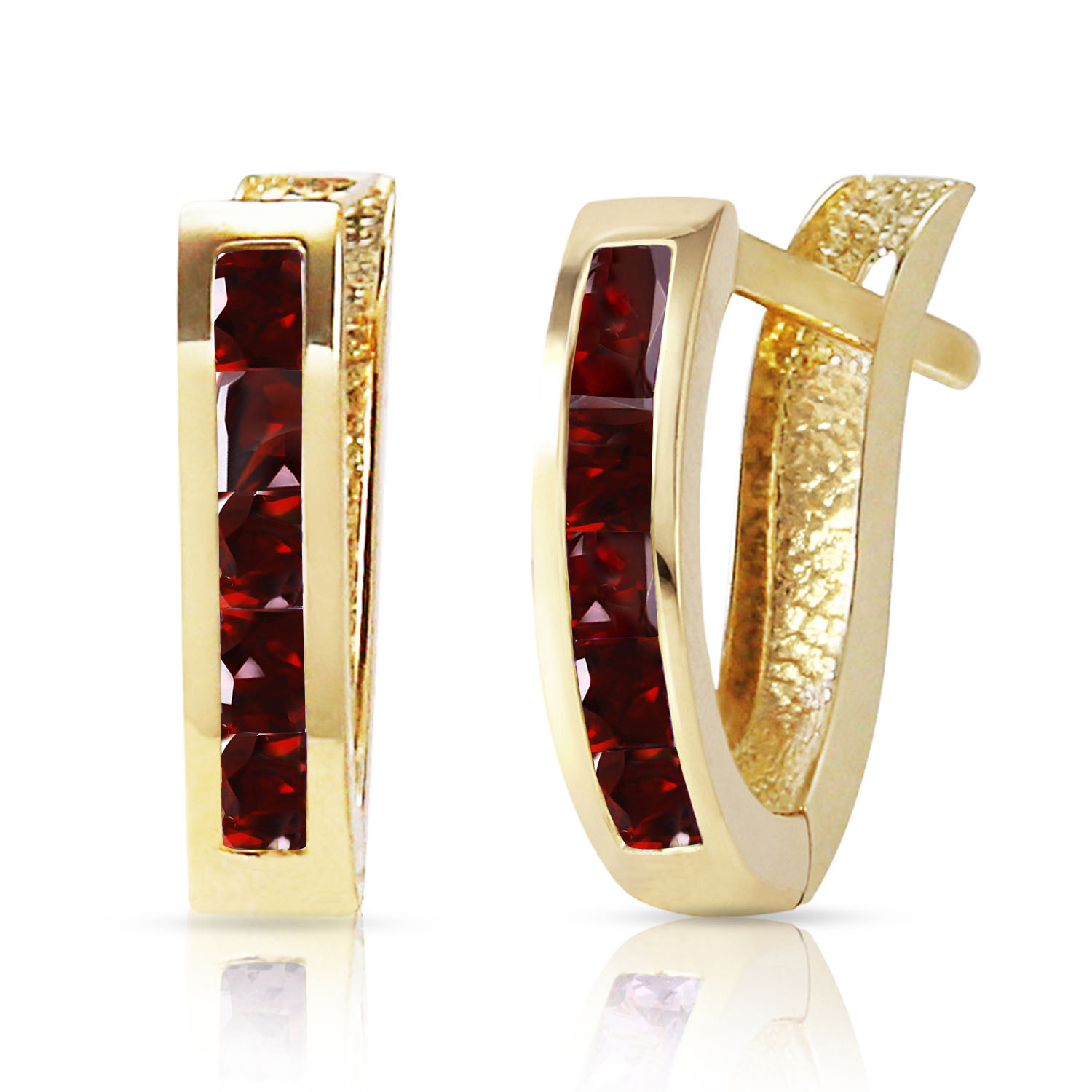 1.3 CTW 14K Solid Gold Oval Huggie Earrings Garnet