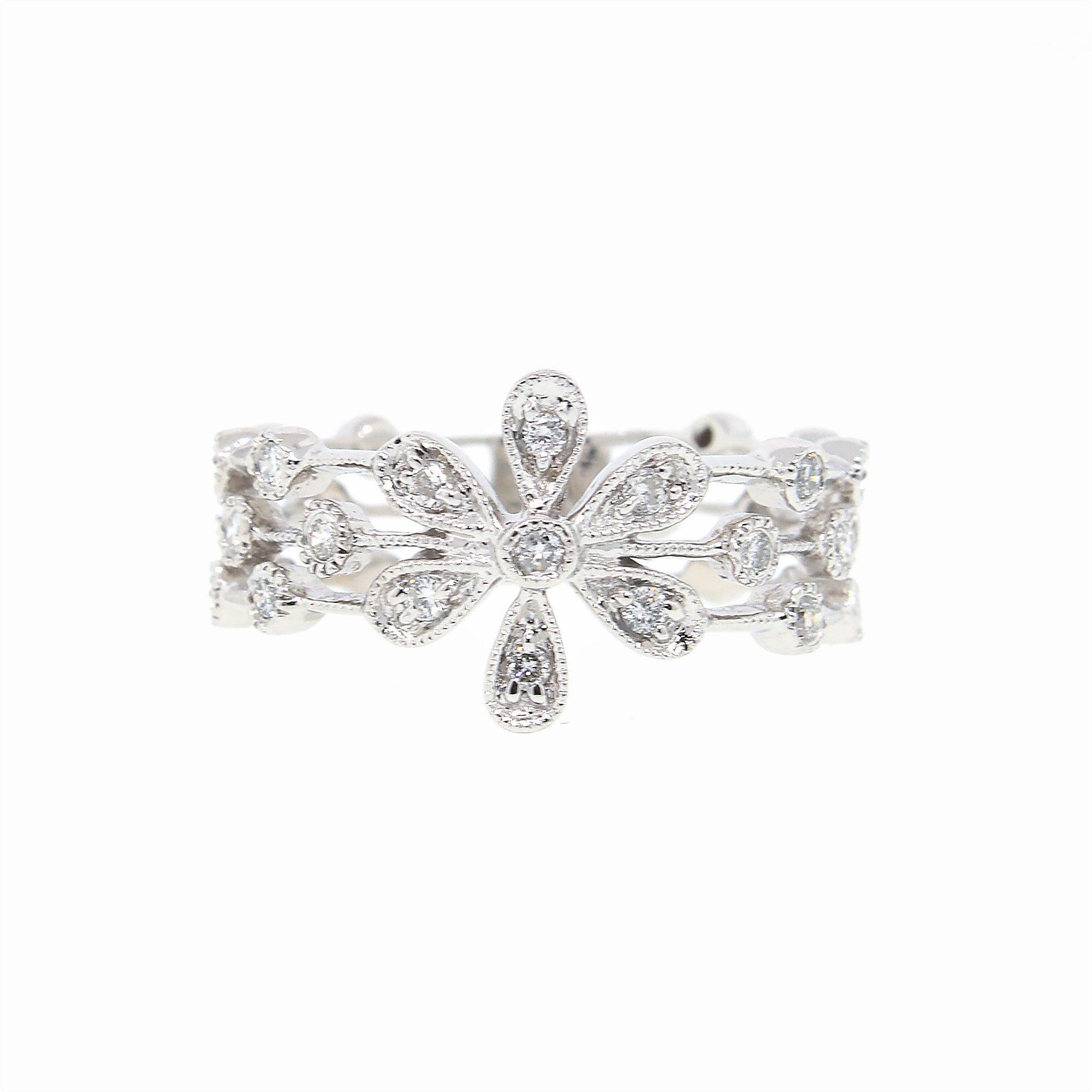Diamond Flower Band Ring