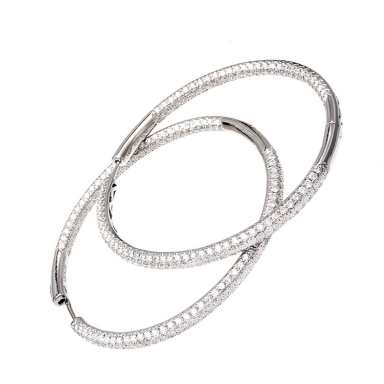 18K White Gold 8.00ct. Diamond Hoop Earrings
