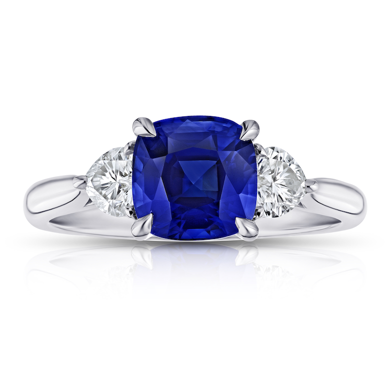 David Gross Cushion Blue Sapphire and Diamond Ring