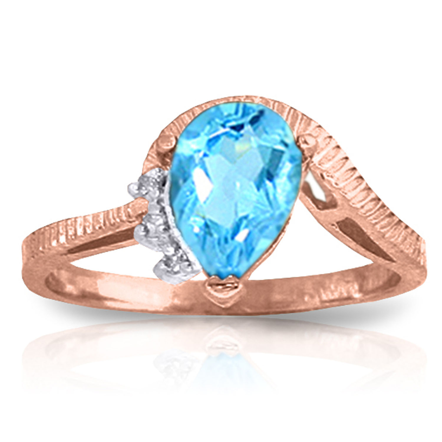 1.52 CTW 14K Solid Rose Gold Azur Blue Topaz Diamond Ring