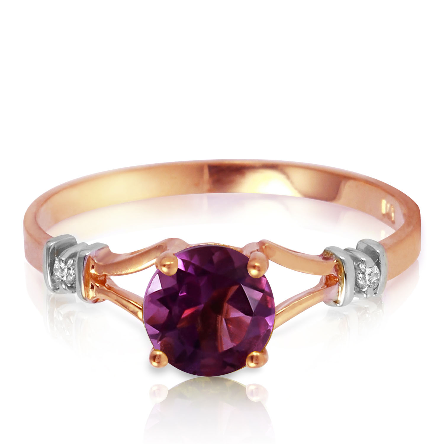 0.92 CTW 14K Solid Rose Gold Cathy Amethyst Diamond Ring