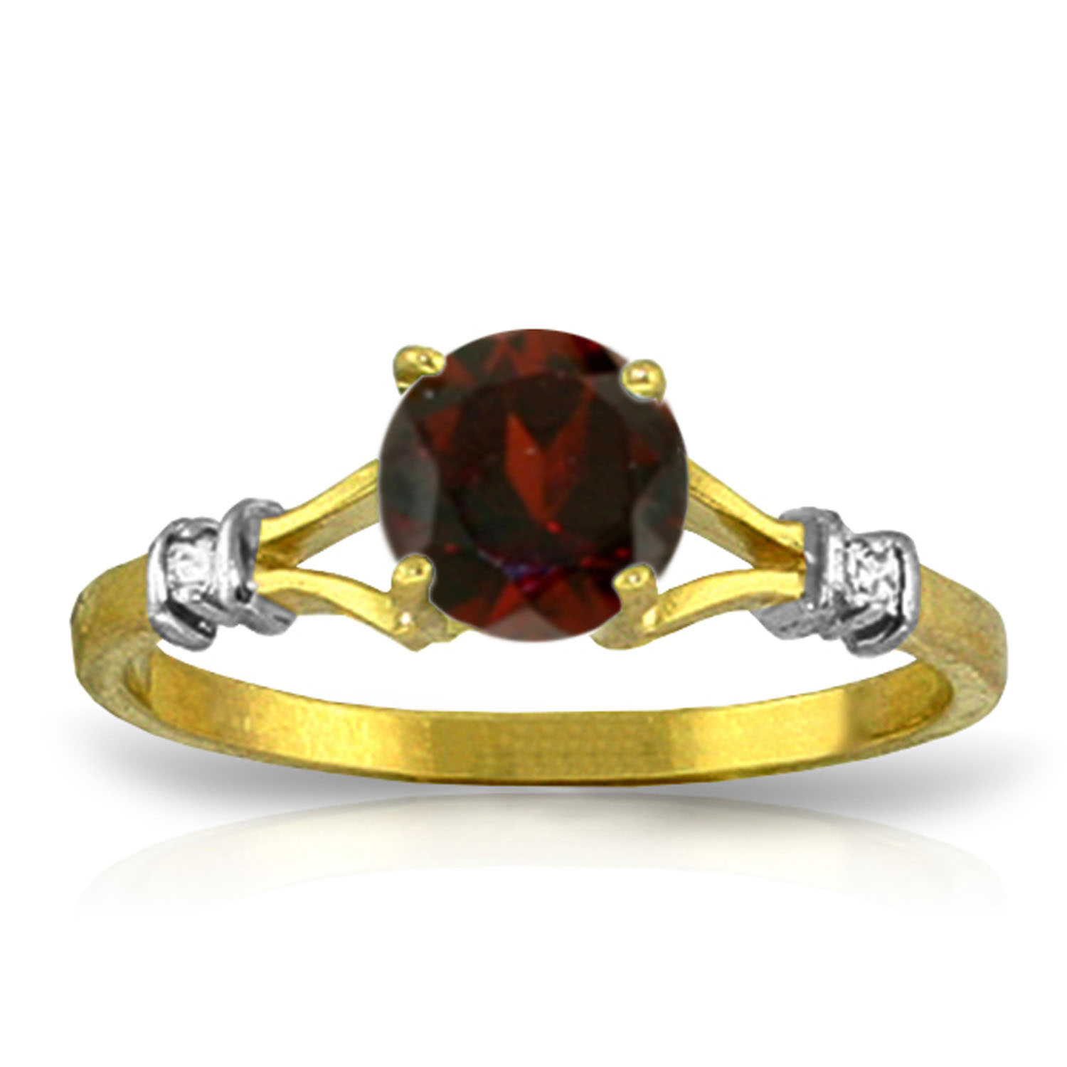 1.07 CTW 14K Solid Gold Garnet Rules Garnet Diamond Ring