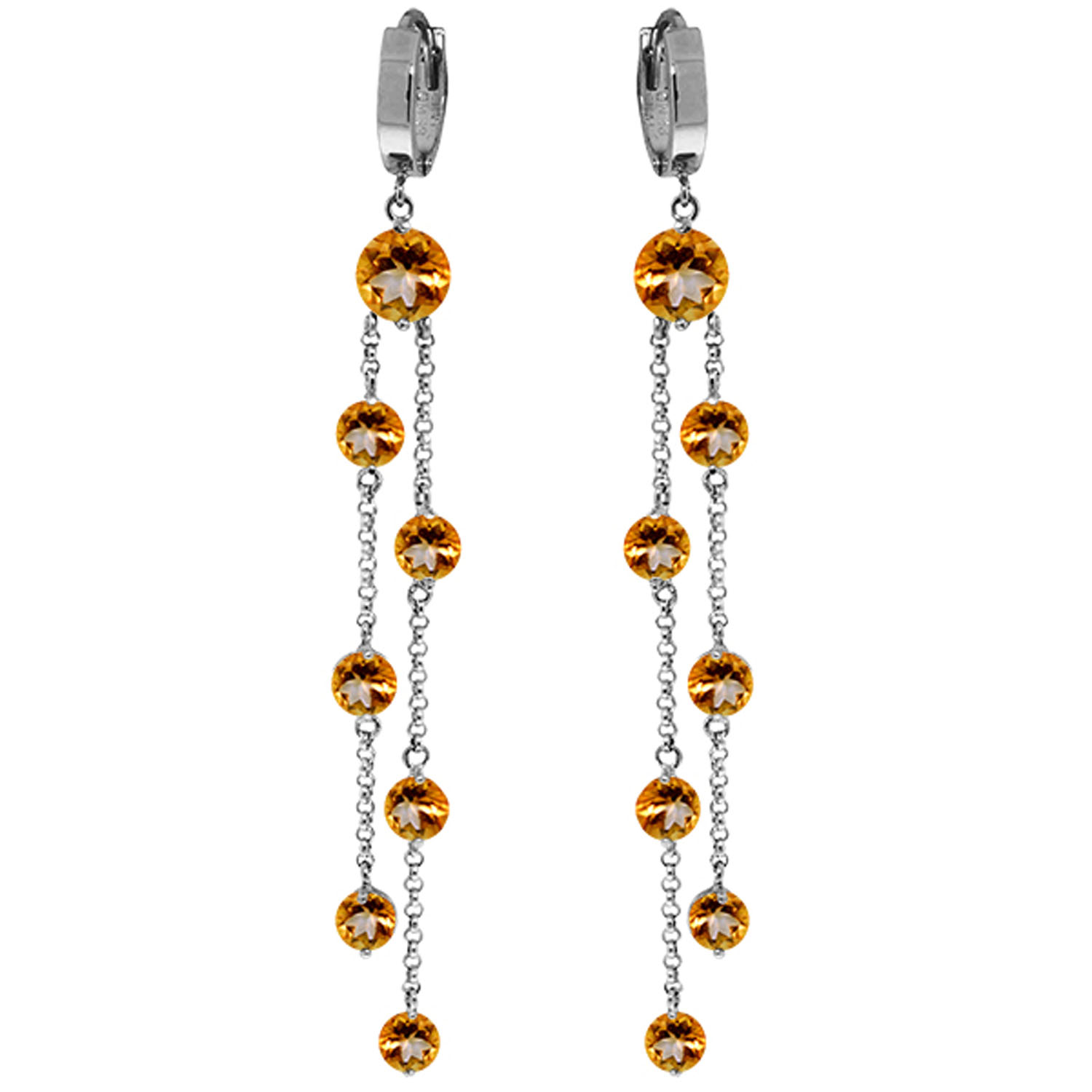 9.02 CTW 14K Solid White Gold Chandelier Earrings Citrine