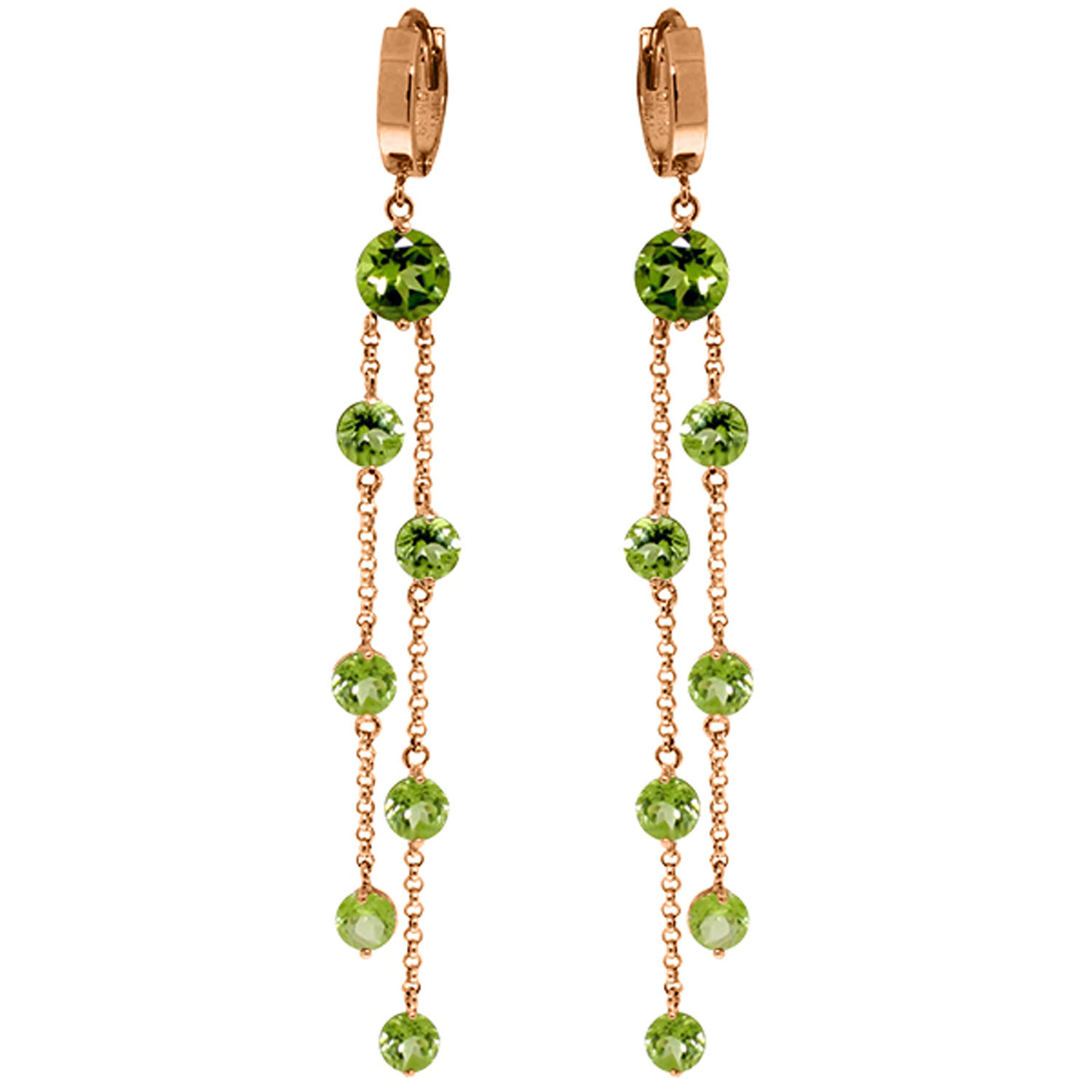 14K Solid Rose Gold Chandelier Earrings with Peridots