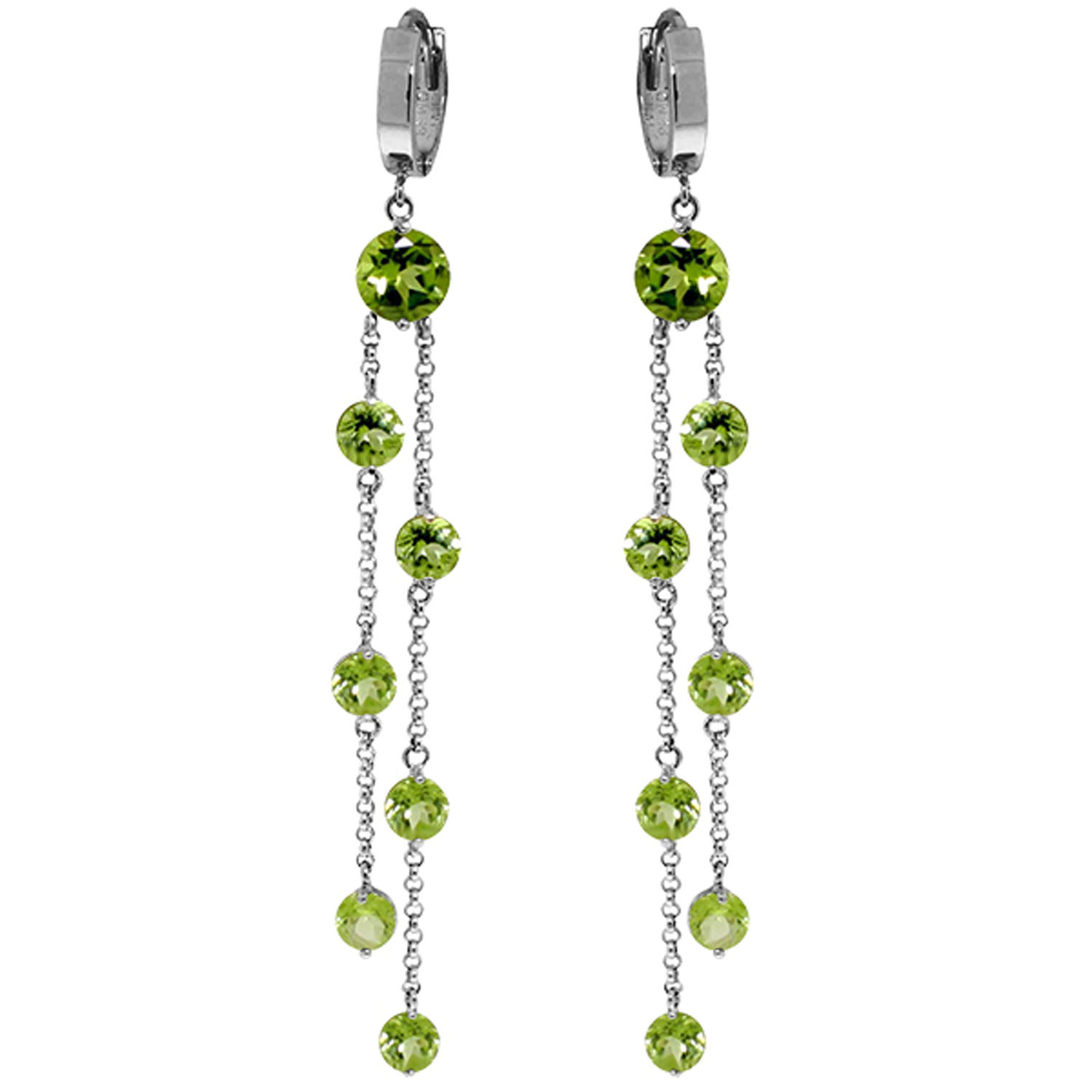 9.02 CTW 14K Solid White Gold Chandelier Earrings Peridot