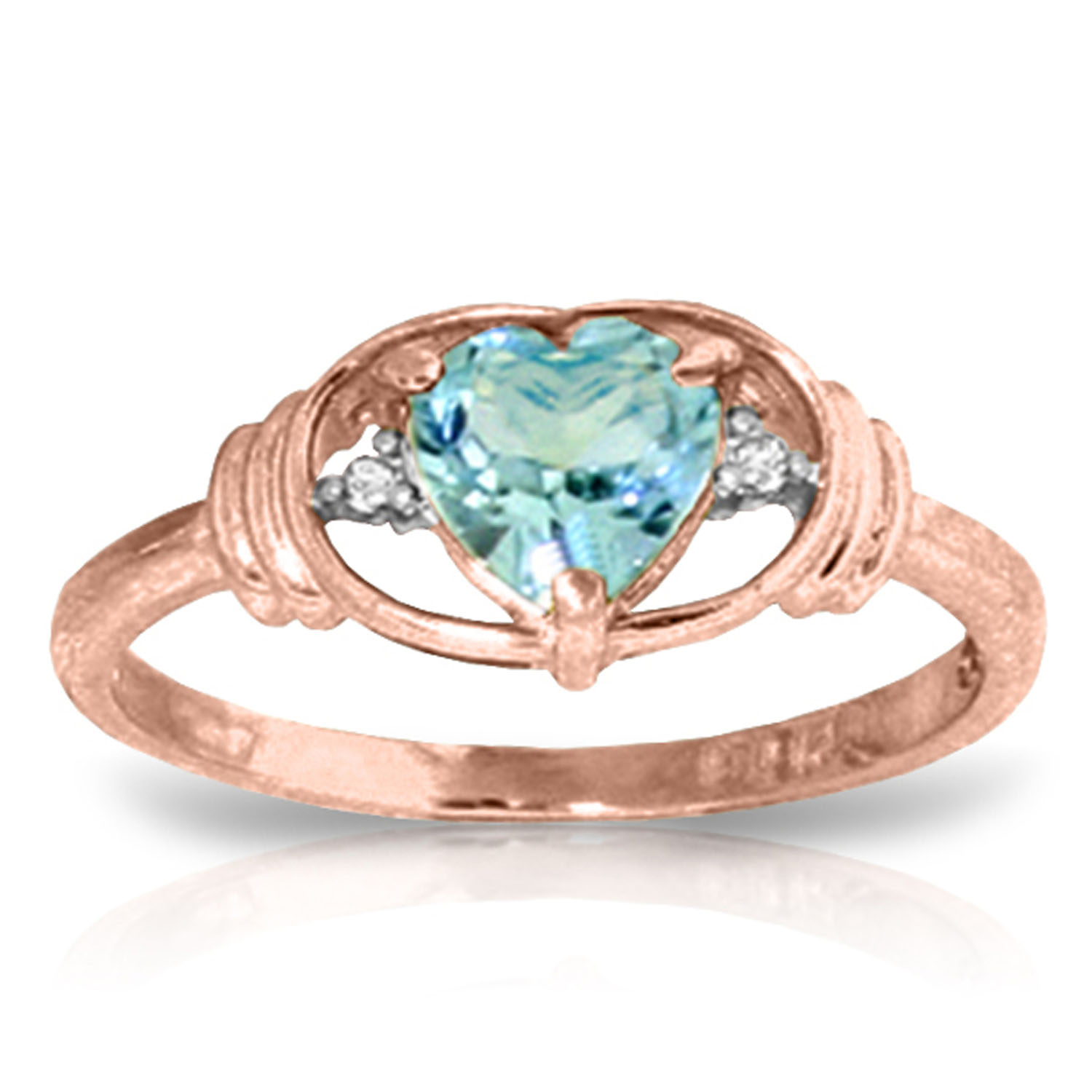 0.96 CTW 14K Solid Rose Gold Glory Blue Topaz Diamond Ring