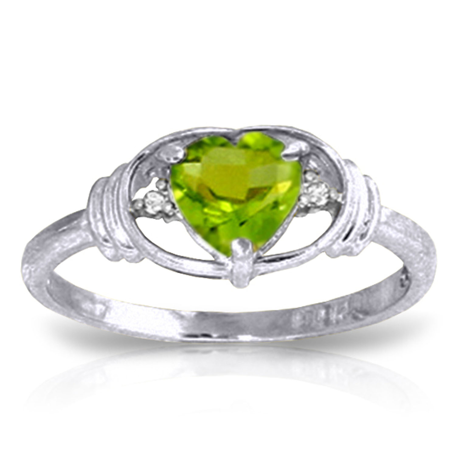 0.61 CTW 14K Solid White Gold Think Of Fairness Peridot Diamond Ring