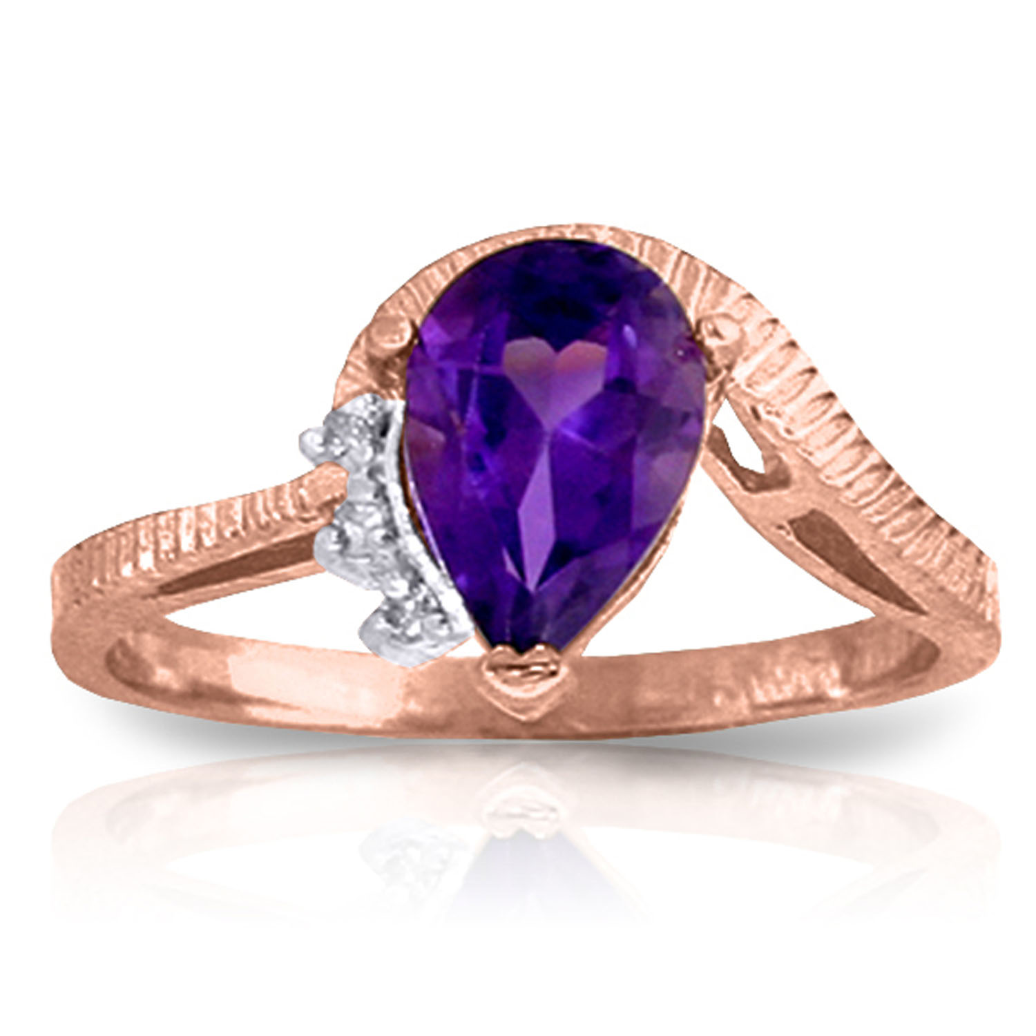 1.52 CTW 14K Solid Rose Gold Ring Diamond Purple Amethyst