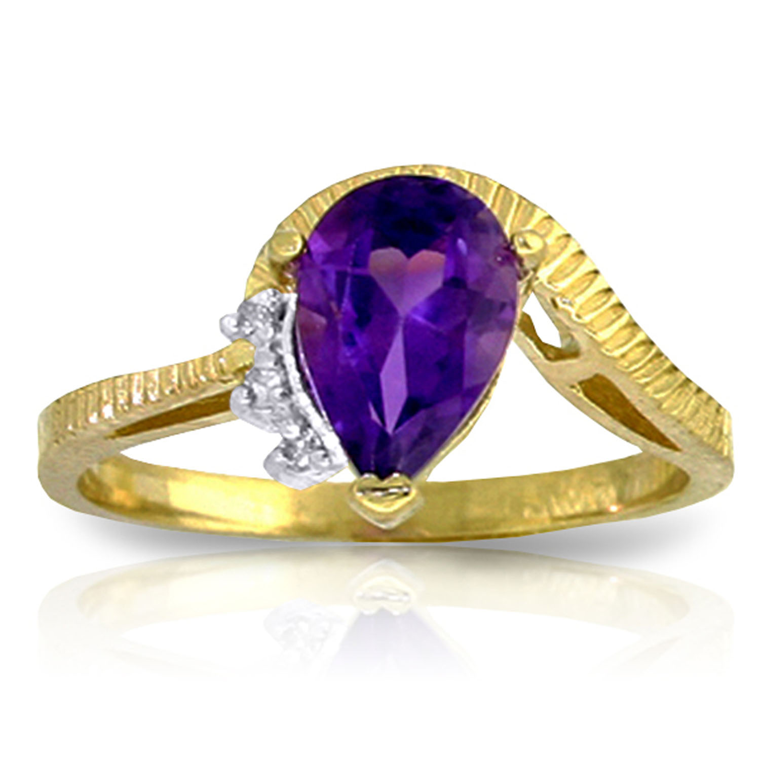 1.52 CTW 14K Solid Gold Ring Diamond Purple Amethyst
