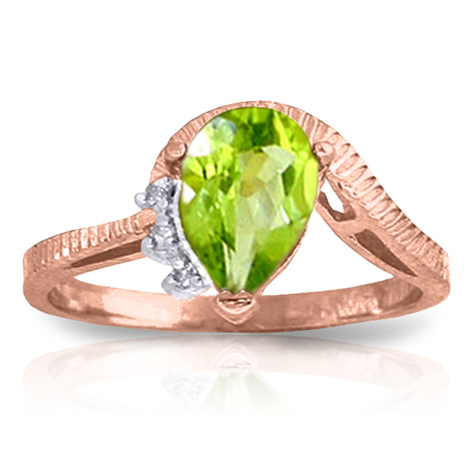 1.52 CTW 14K Solid Rose Gold Azur Peridot Diamond Ring